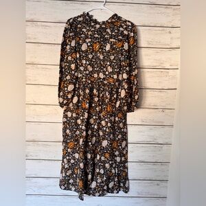 Universal Thread Black and Orange Floral Long Sleeve Dress